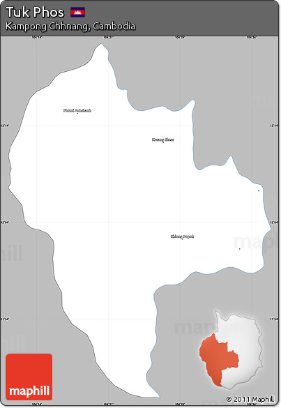 Gray Simple Map of Tuk Phos, single color outside