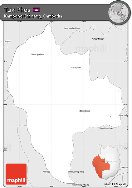 Silver Style Simple Map of Tuk Phos