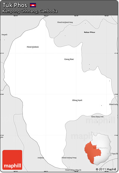 Silver Style Simple Map of Tuk Phos