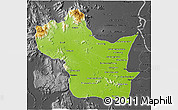 Physical 3D Map of Kampong Speu, darken, desaturated