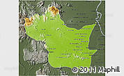 Physical 3D Map of Kampong Speu, darken, semi-desaturated