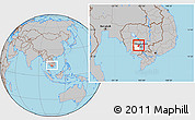 Gray Location Map of Oudong, highlighted parent region, within the entire country