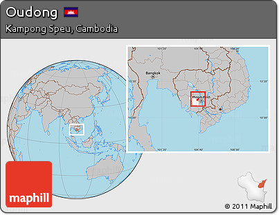 Gray Location Map of Oudong, highlighted parent region