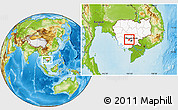 Physical Location Map of Oudong, highlighted country