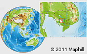 Physical Location Map of Oudong, highlighted parent region, within the entire country