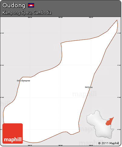 Classic Style Simple Map of Oudong, cropped outside
