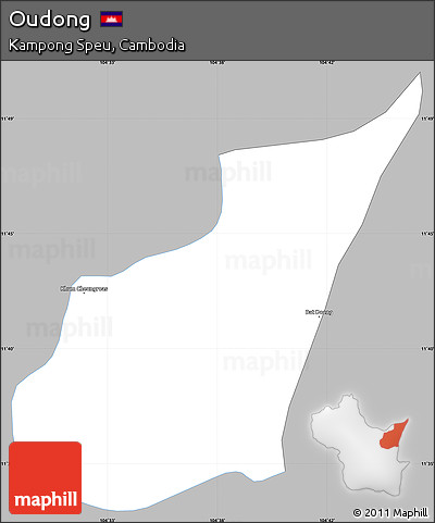 Gray Simple Map of Oudong, single color outside