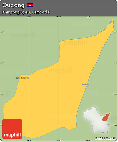 Savanna Style Simple Map of Oudong, single color outside