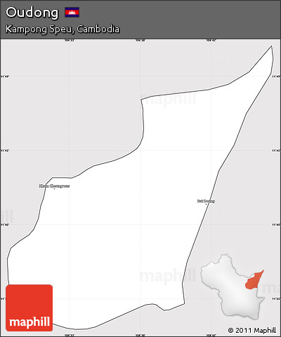 Silver Style Simple Map of Oudong, cropped outside