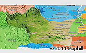 Satellite Panoramic Map of Kampong Speu, political shades outside