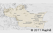 Shaded Relief Panoramic Map of Kampong Speu, lighten, desaturated