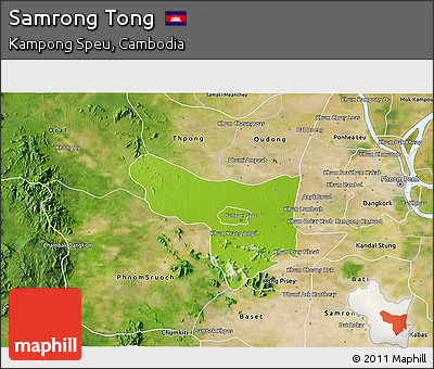 Physical 3D Map of Samrong Tong, satellite outside