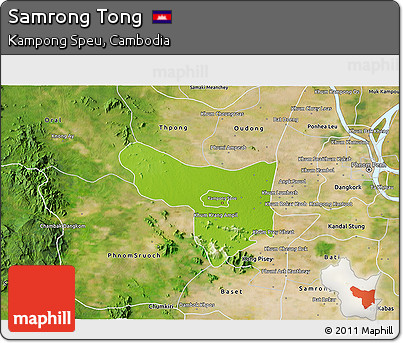 Physical 3D Map of Samrong Tong, satellite outside