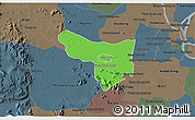Political 3D Map of Samrong Tong, darken, semi-desaturated