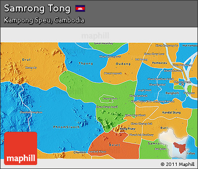 Political 3D Map of Samrong Tong