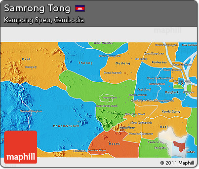 Political 3D Map of Samrong Tong