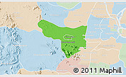 Political 3D Map of Samrong Tong, lighten