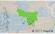 Political 3D Map of Samrong Tong, lighten, semi-desaturated
