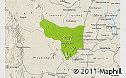 Physical Map of Samrong Tong, shaded relief outside