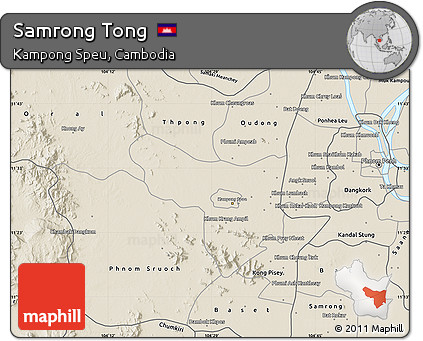 Shaded Relief Map of Samrong Tong