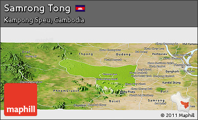 Physical Panoramic Map of Samrong Tong, satellite outside