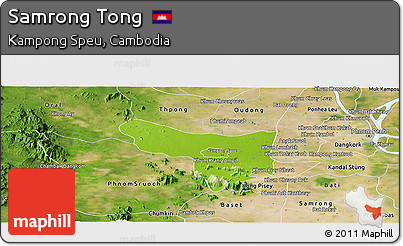 Physical Panoramic Map of Samrong Tong, satellite outside