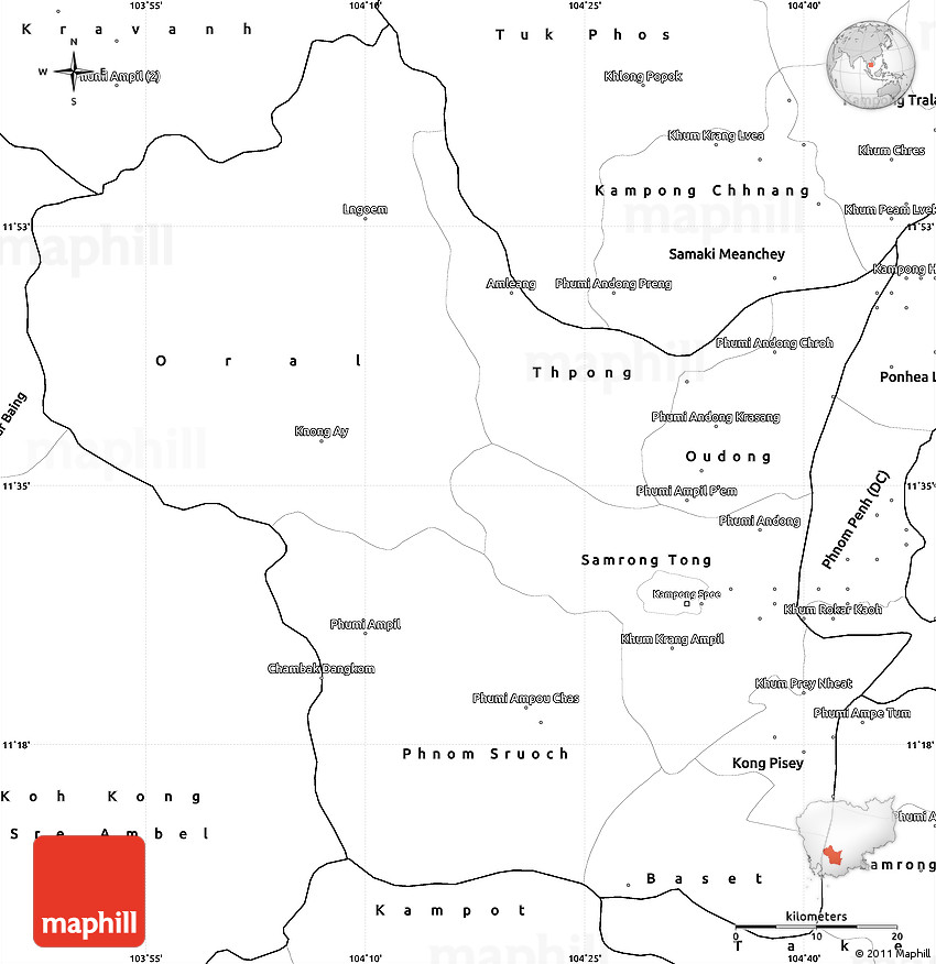 Kampong Speu Province Map Blank Simple Map Of Kampong Speu