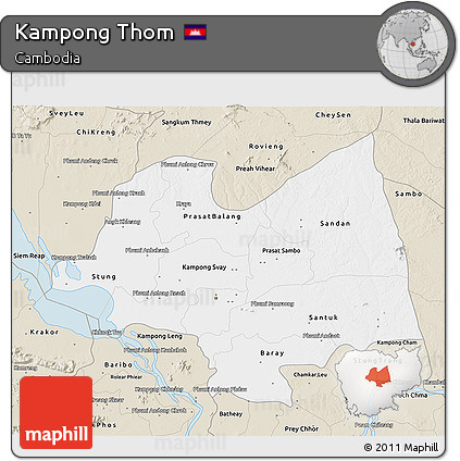 Classic Style 3D Map of Kampong Thom