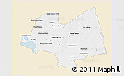 Classic Style 3D Map of Kampong Thom, single color outside