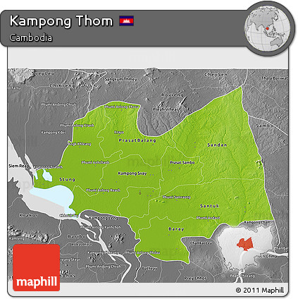 Physical 3D Map of Kampong Thom, desaturated