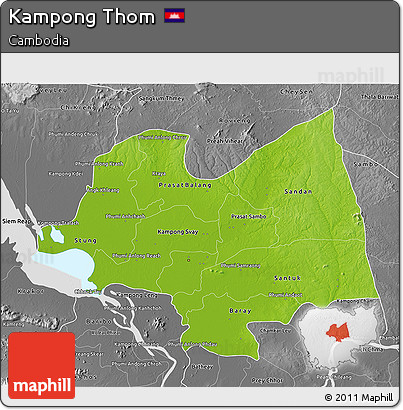 Physical 3D Map of Kampong Thom, desaturated