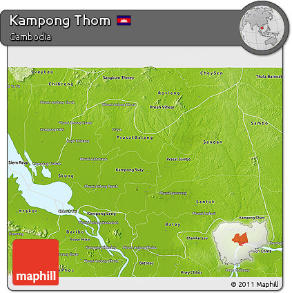 Physical 3D Map of Kampong Thom