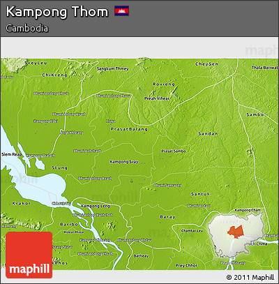 Physical 3D Map of Kampong Thom