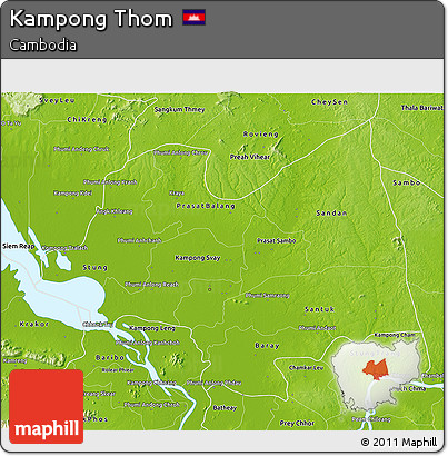 Physical 3D Map of Kampong Thom