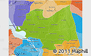 Physical 3D Map of Kampong Thom, political shades outside
