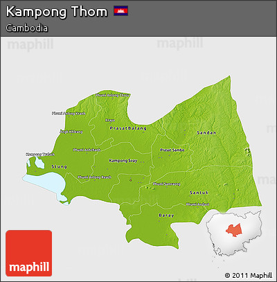 Physical 3D Map of Kampong Thom, single color outside