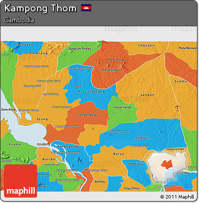Political 3D Map of Kampong Thom