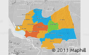 Political 3D Map of Kampong Thom, lighten, desaturated