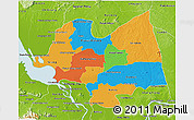 Political 3D Map of Kampong Thom, physical outside