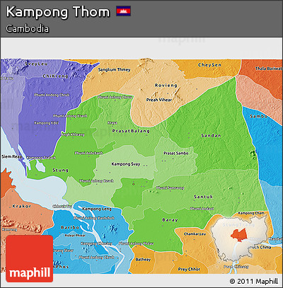 Political Shades 3D Map of Kampong Thom