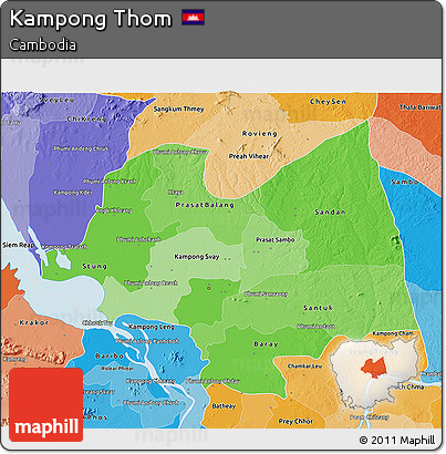 Political Shades 3D Map of Kampong Thom