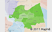 Political Shades 3D Map of Kampong Thom, lighten