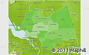 Political Shades 3D Map of Kampong Thom, physical outside