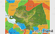 Satellite 3D Map of Kampong Thom, political outside