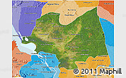 Satellite 3D Map of Kampong Thom, political shades outside