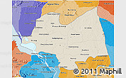 Shaded Relief 3D Map of Kampong Thom, political shades outside