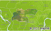 Satellite 3D Map of Baray, physical outside