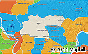 Shaded Relief 3D Map of Baray, political outside
