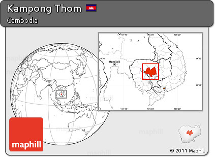Blank Location Map of Kampong Thom