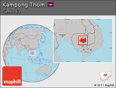 Gray Location Map of Kampong Thom